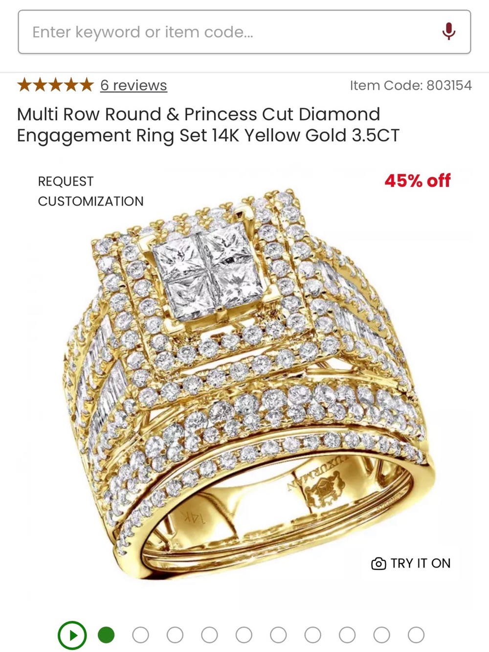 Multi Row Round & Princess Cut Diamond Engagement Ring Set 14K Yellow Gold 3.5CT - Picture 11 of 12